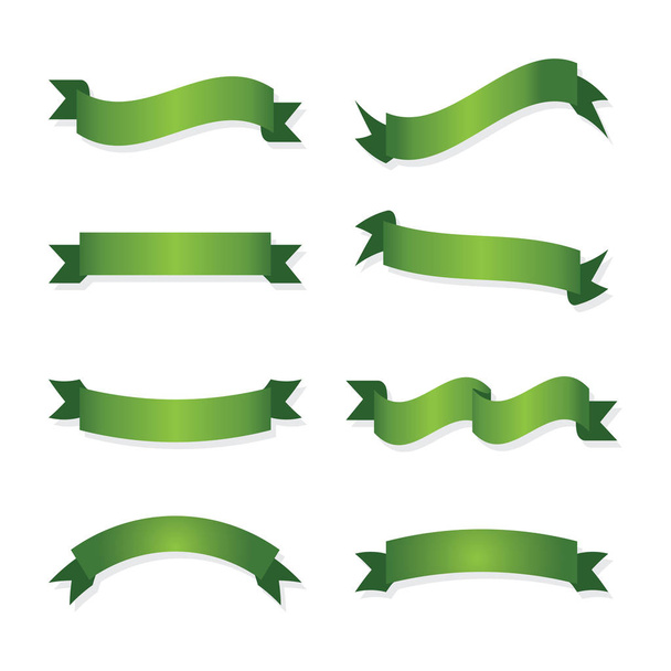 A set of useful green ribbons and banners - Vektor, obrázek