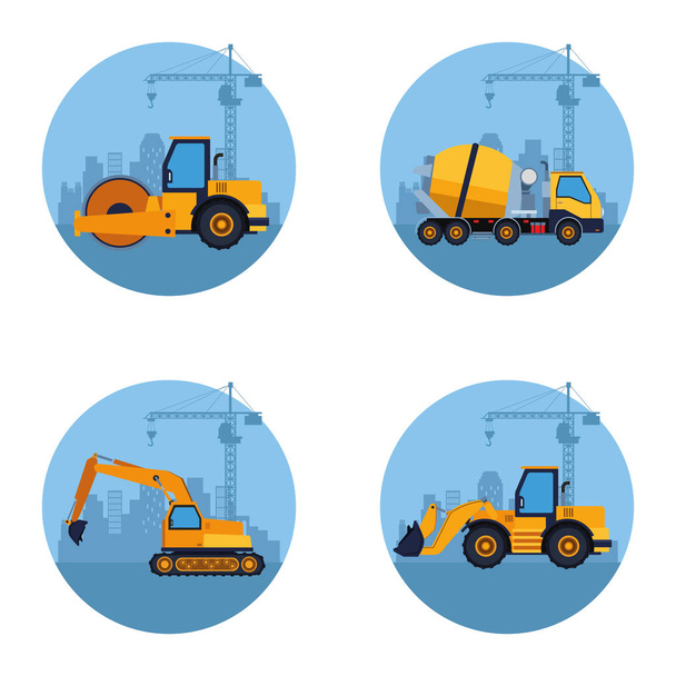 construction vehicles cartoon - Vector, Image