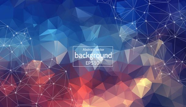 colorful Abstract polygonal space low poly background with connecting dots and lines. Connection structure. Vector Illustration - Vector, Image