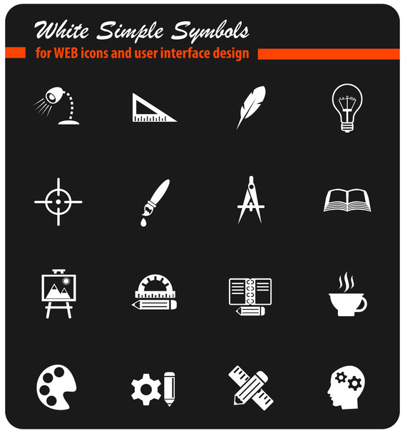 proceso creativo icono blanco conjunto
 - Vector, Imagen