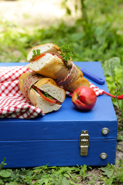 пикник - бутерброды и лимонад, еда и напитки
 - Фото, изображение