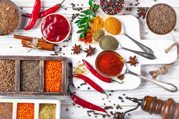 Spices and condiments for food - Fotoğraf, Görsel