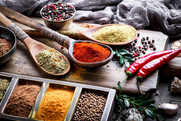 Spices and condiments for food - Фото, изображение