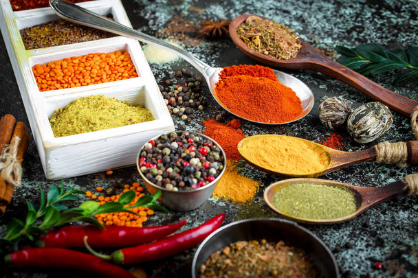 Spices and condiments for food - Фото, изображение