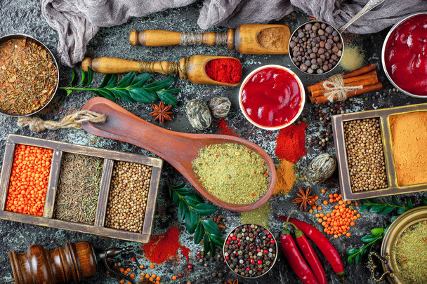 Spices and condiments for food - Фото, зображення
