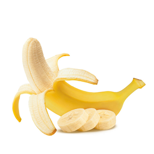 Banana. Dojrzałe banany na białym tle na białym tle - Zdjęcie, obraz