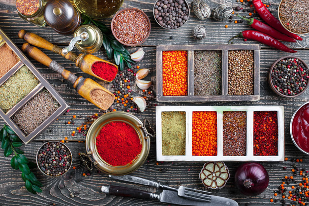 Spices and condiments for food - Foto, afbeelding