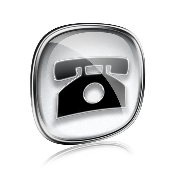phone icon grey glass, isolated on white background. - Photo, image