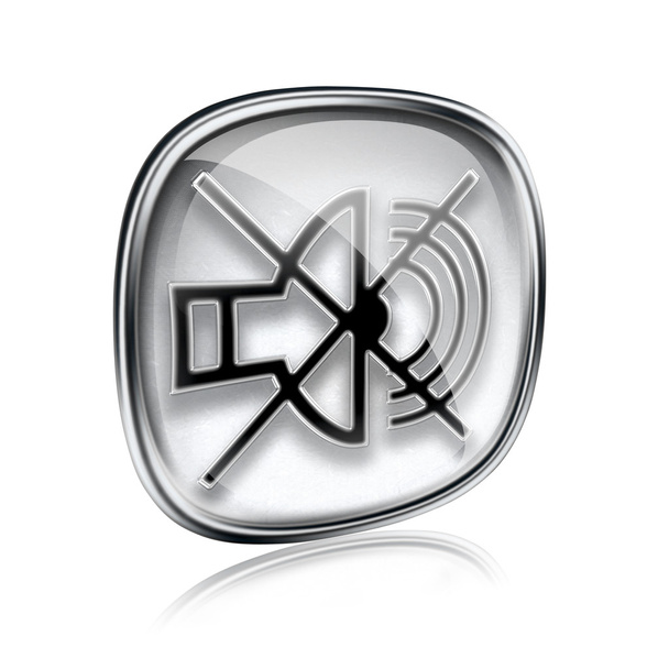 speaker off icon grey glass, isolated on white background. - 写真・画像