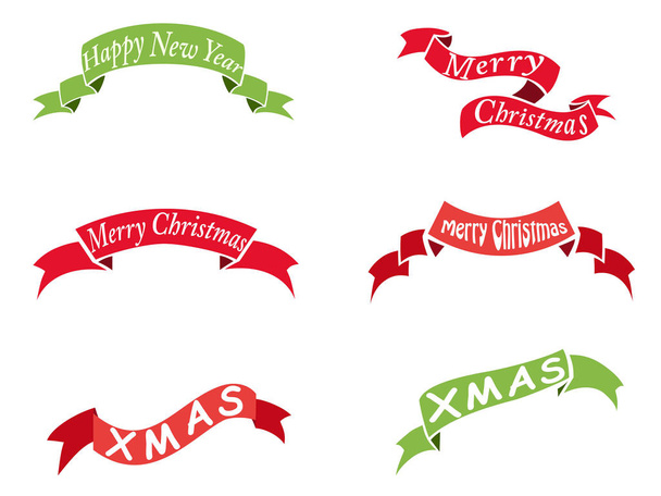 conjunto de banner vintage de Navidad aislado de fondo blanco
 - Vector, Imagen