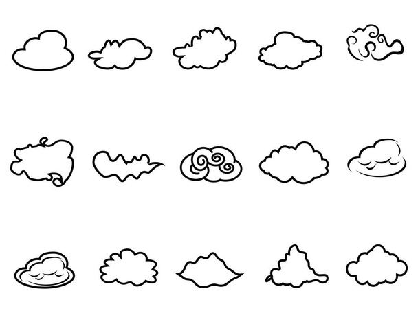 ізольовані каракулі хмарні контурні піктограми, встановлені з білого фону
 - Вектор, зображення
