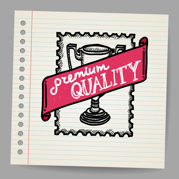 Doodle label premium quality - Vector, Image
