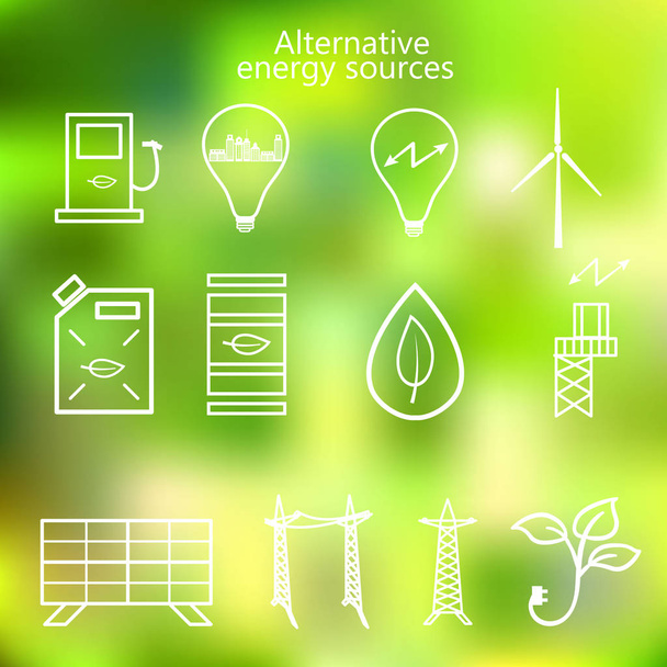 odnawialnych źródeł energii. alternatywnych źródeł energii źródeł ikonę. Koncepcyjny ekologiczny. Mapa - Wektor, obraz