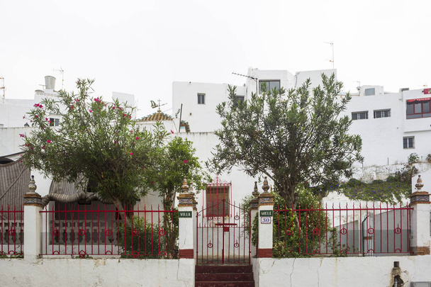 Białe elewacje domów w Conil de la Frontera, Hiszpania - Zdjęcie, obraz