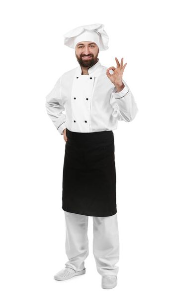 Male chef on white background - Φωτογραφία, εικόνα