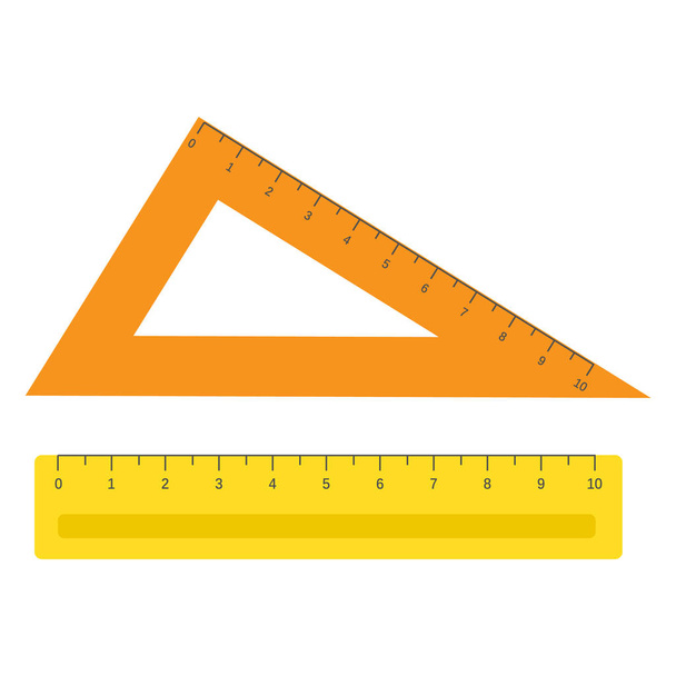 Instrumentos escolares, reglas vectoriales. Regla de instrumento para la medida y regla de herramienta ilustración de escala de centímetro y milímetro
 - Vector, Imagen