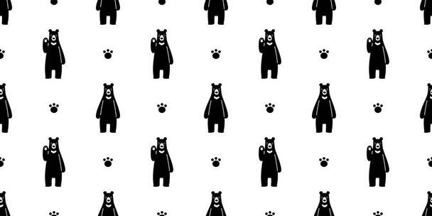 Bear seamless pattern vector polar bear paw footprint cartoon illustration tile background repeat wallpaper scarf isolated - Wektor, obraz
