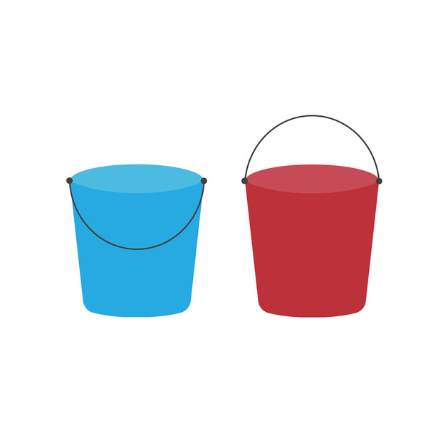 Kreslené kbelíky. Kbelíky na vodu, kovový a plastový kbelík. Izolovaný vektor nastaven. Kolekce kbelíku s vodou, vědro - Vektor, obrázek