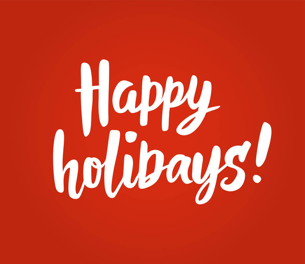 Happy holidays text on red background. Great for Christmas cards, gift tags and labels. - Vettoriali, immagini