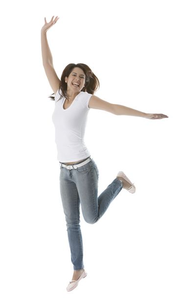 Woman jumps for joy - Zdjęcie, obraz