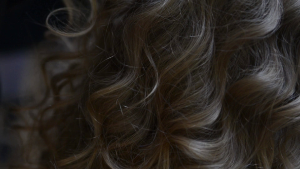 Tejer trenzas chica con el pelo rubio en el salón de belleza
 - Imágenes, Vídeo