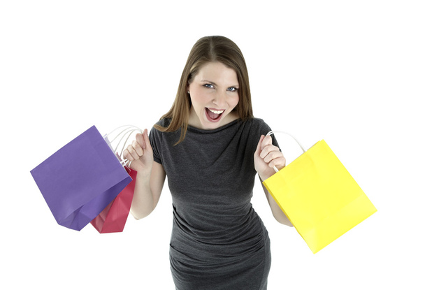 Excited shopping woman - Photo, Image