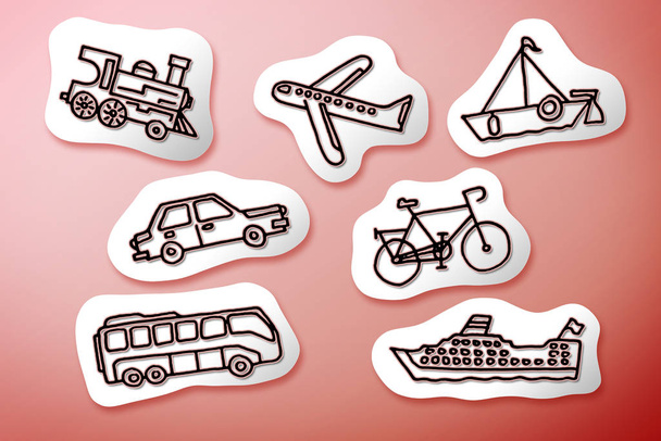 Mode of transport concept image on white cartoons - Photo, Image