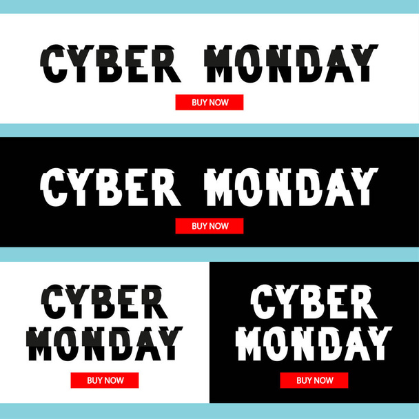 Cyber-Monday-Inschrift in verzerrtem Glitch-Stil ideal für Werbung, Branding, Aktien, Promotion - Vektor, Bild