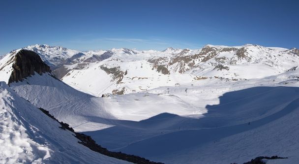 Panoramic view on Alps winter mountains - Photo, Image