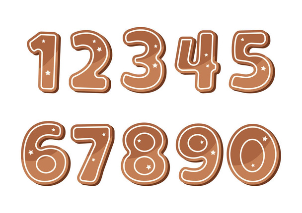 Set of ginger cookies numbers. Vector illustration - Vektor, kép