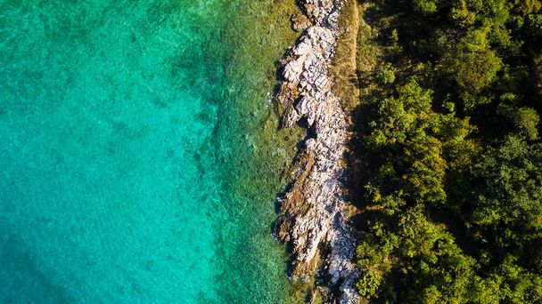 Aerial view of crystal clear water off the coastline in Croatia. - Photo, Image