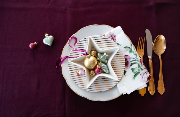Festive table sitting with decorations for the holiday season - Fotó, kép