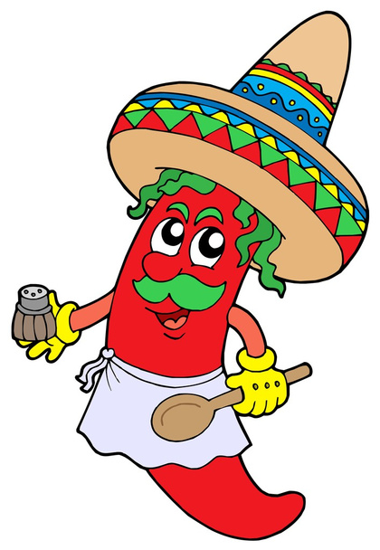 Mexican chilli chef - Vektor, kép