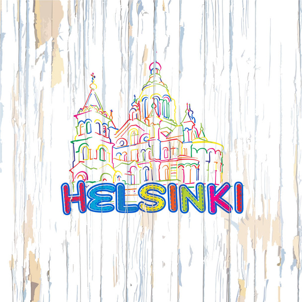 Színes Helsinki támaszkodva fából készült háttér - Vektor, kép