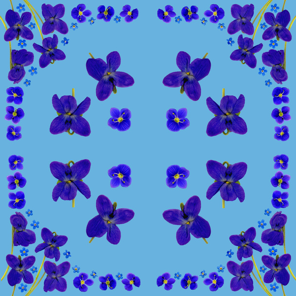 blaue Blüten Serviette blau 2 - Foto, Bild