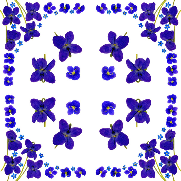 blaue Blüten Serviette weiß 2 - Foto, Bild