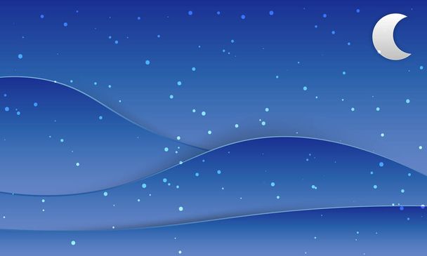 night sky with a crescent moon and star. - Vector, Image