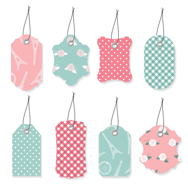 Cute textile label tags set. - Vector, afbeelding