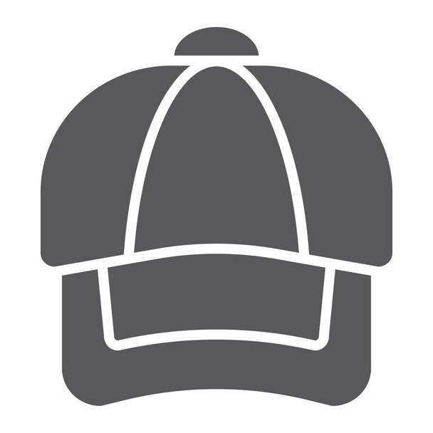 Cap Glyph-Symbol, Kleidung und lässig, Hutschild, Vektorgrafik, ein durchgehendes Muster auf weißem Hintergrund. - Vektor, Bild
