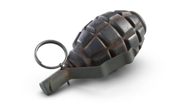 3D illustration of fragmentation grenade F1 isolated on white backfround. - Фото, изображение