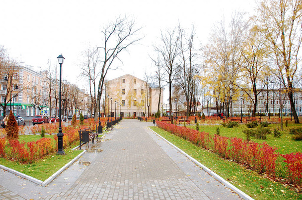 Footpath in the autumn city of Pskov. - Fotoğraf, Görsel