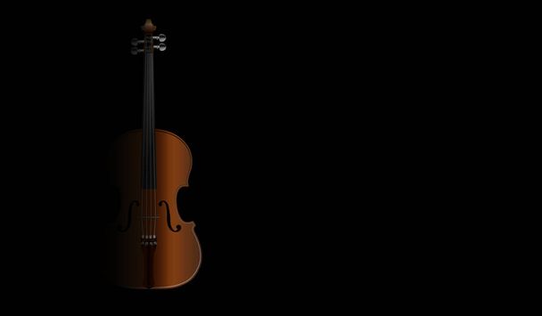 黒の背景に茶色のヴァイオリン - ベクター画像
