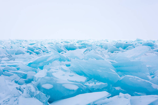 View of ice hummocks on Lake Baikal, Olkhon island, Siberia, Russia - Foto, Imagem