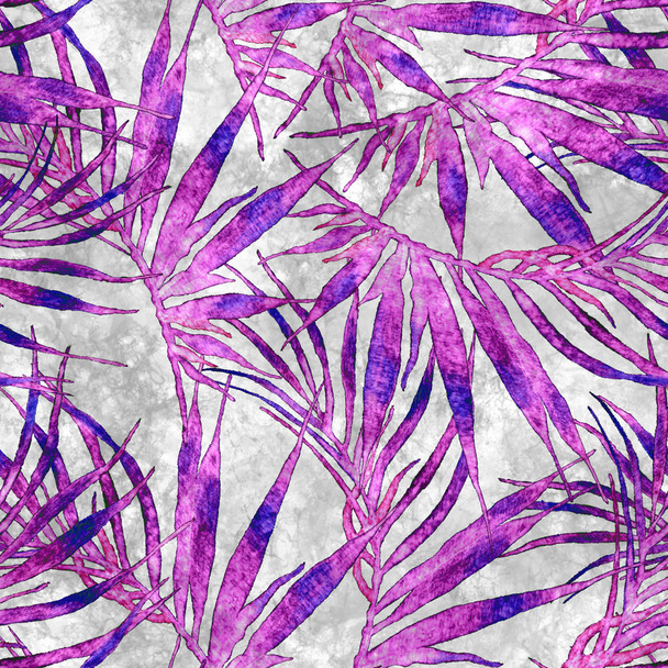 Tropical seamless pattern. Watercolor chaotic palm - Photo, Image