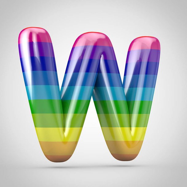 Rainbow písmeno W velká písmena. 3D vykreslení lesklý písmo izolovaných na bílém pozadí. - Fotografie, Obrázek