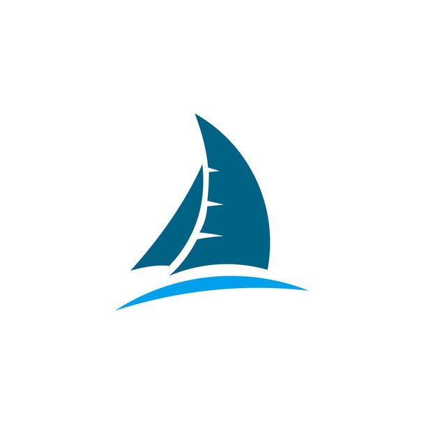 Loď je na vlnách. Plachetnice. Logo pro společnost turistické, vodní závody, pro turistiku. - Vektor, obrázek