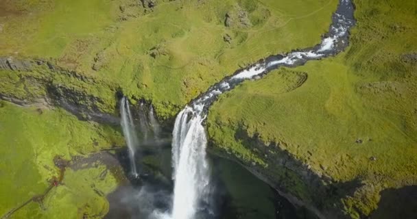 Aerial view of a drone of a waterfall immersed in green nature - 映像、動画