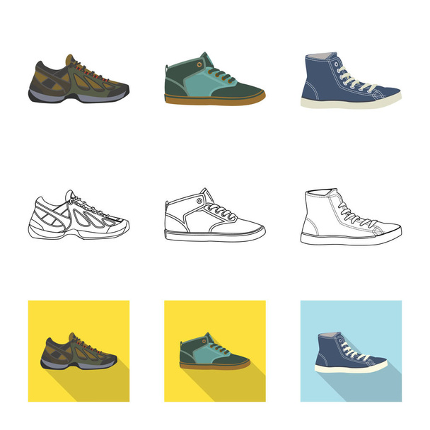 Vector design of shoe and footwear sign. Set of shoe and foot vector icon for stock. - Vector, afbeelding