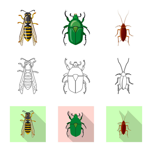 Objeto aislado de insecto y signo de mosca. Colección de insectos y elemento vector icono para stock
. - Vector, imagen
