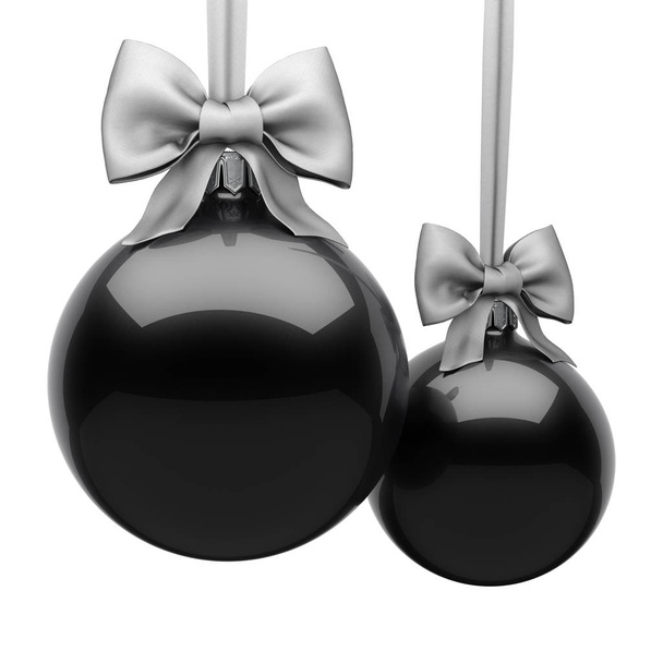 3D Rendering Black Christmas Ball on White Background - Foto, imagen